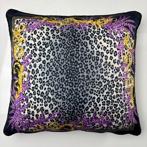 Versace Home Collection Rare Barocco Fiorito Leopard Gold/Purple 
/Gray Cushion